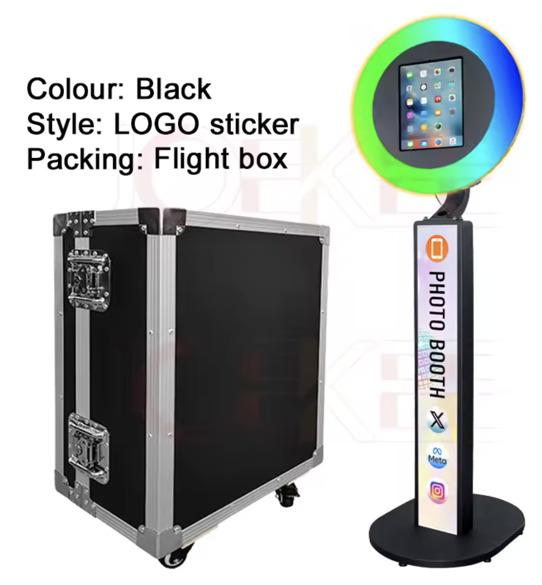Black photobooth with flight case